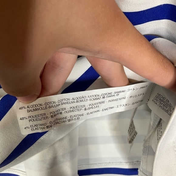 Zara Blue & White Striped Exposed Zipper Cropped Top Size Large - Picture 5 of 5